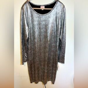 Metallic Silver  Sheath Dress Size 2X NWT New Years Eve Holiday Date Night